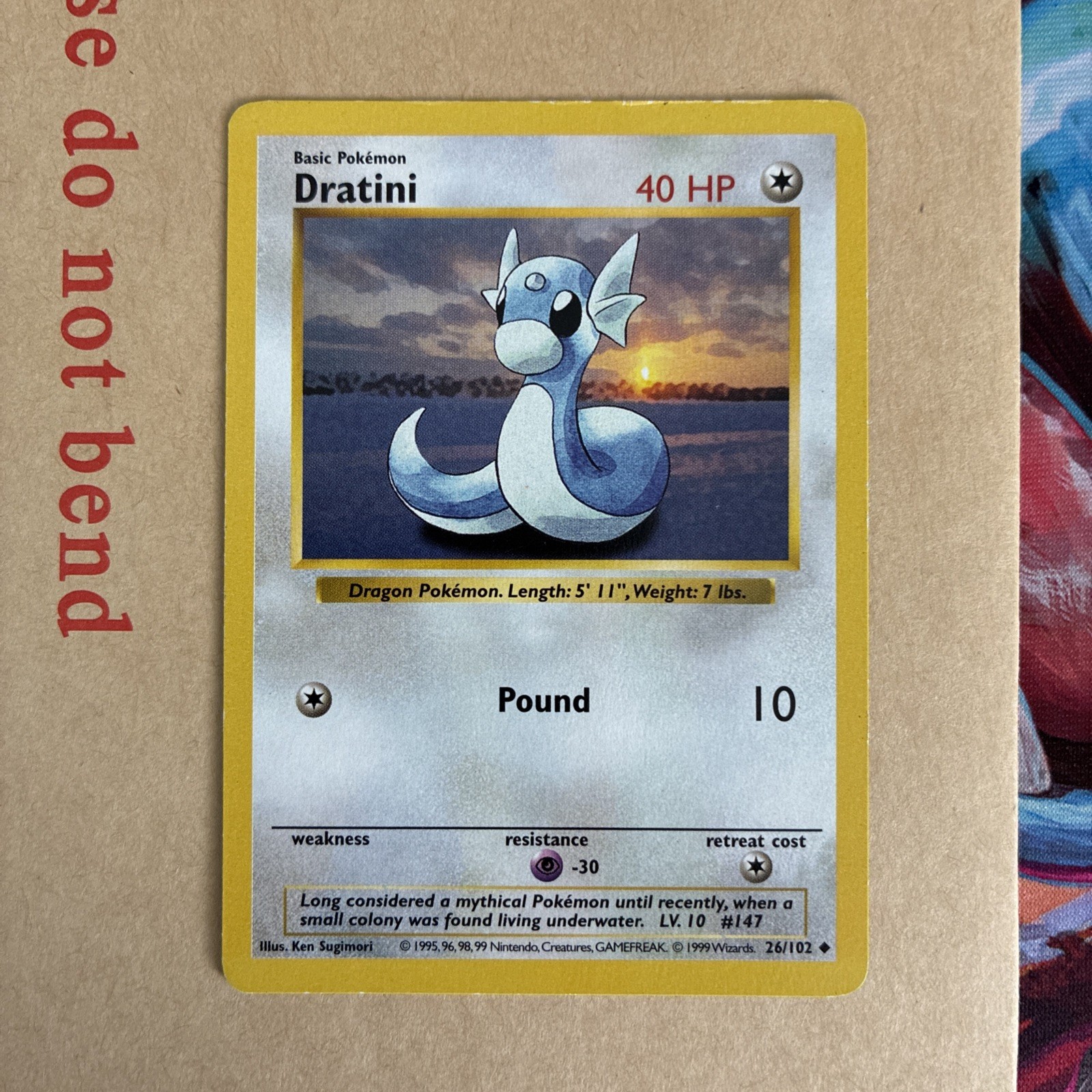 Pokemon Card Dratini Shadowless Base Set Uncommon 26/102 LP/MP Pokemon Card Dratini Shadowless Base Set Uncommon 26/102 LP/MP