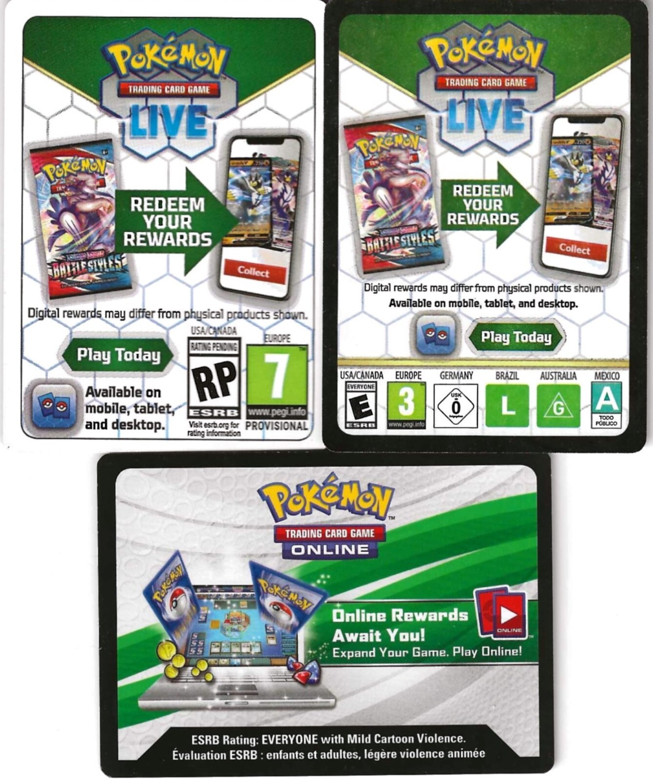 Pokémon TCG Online - 20 Online Code Cards - Mixed Lot of Unused Codes