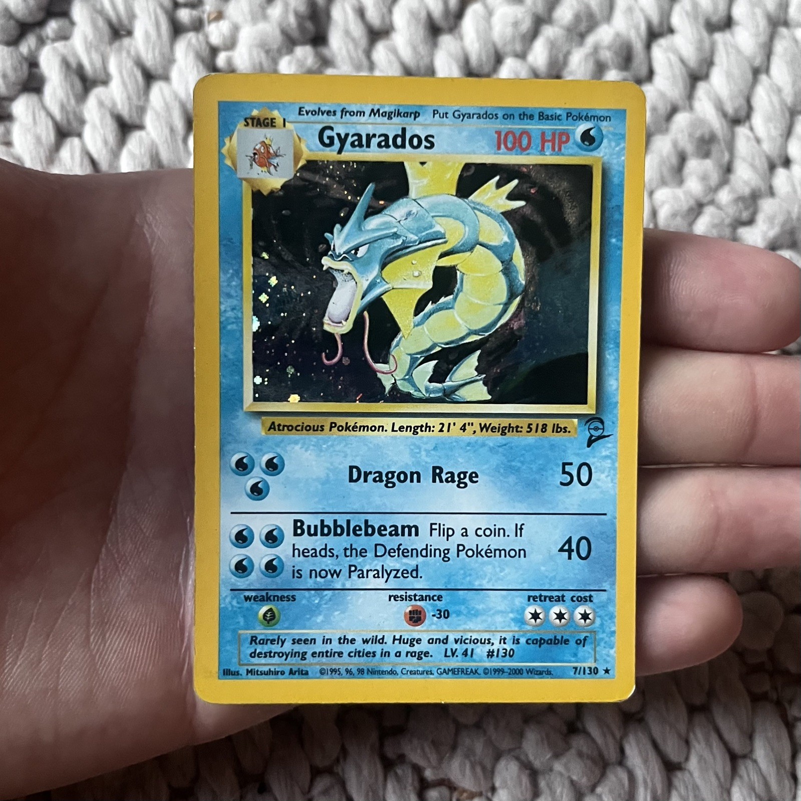 Pokemon Gyarados 7/130 (MP+) Holo Unlimited Base Set 2