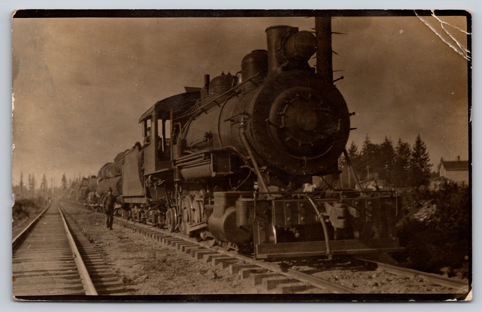 RPPC Photo Postcard 1913 Yacolt Washington Railroad Depot Town