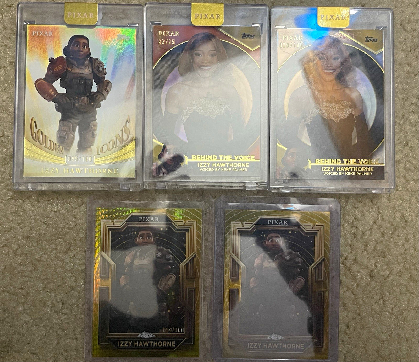 2025 Topps Pixar Gold Lightyear Izzy Hawthorne HUGE 5-Card Lot 3 Encased 4 #’d