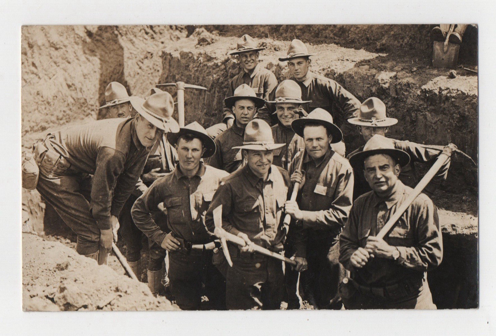WWI Camp Fremont CA Real Photo Postcard RPPC Trench Warfare Training 1918 AZO