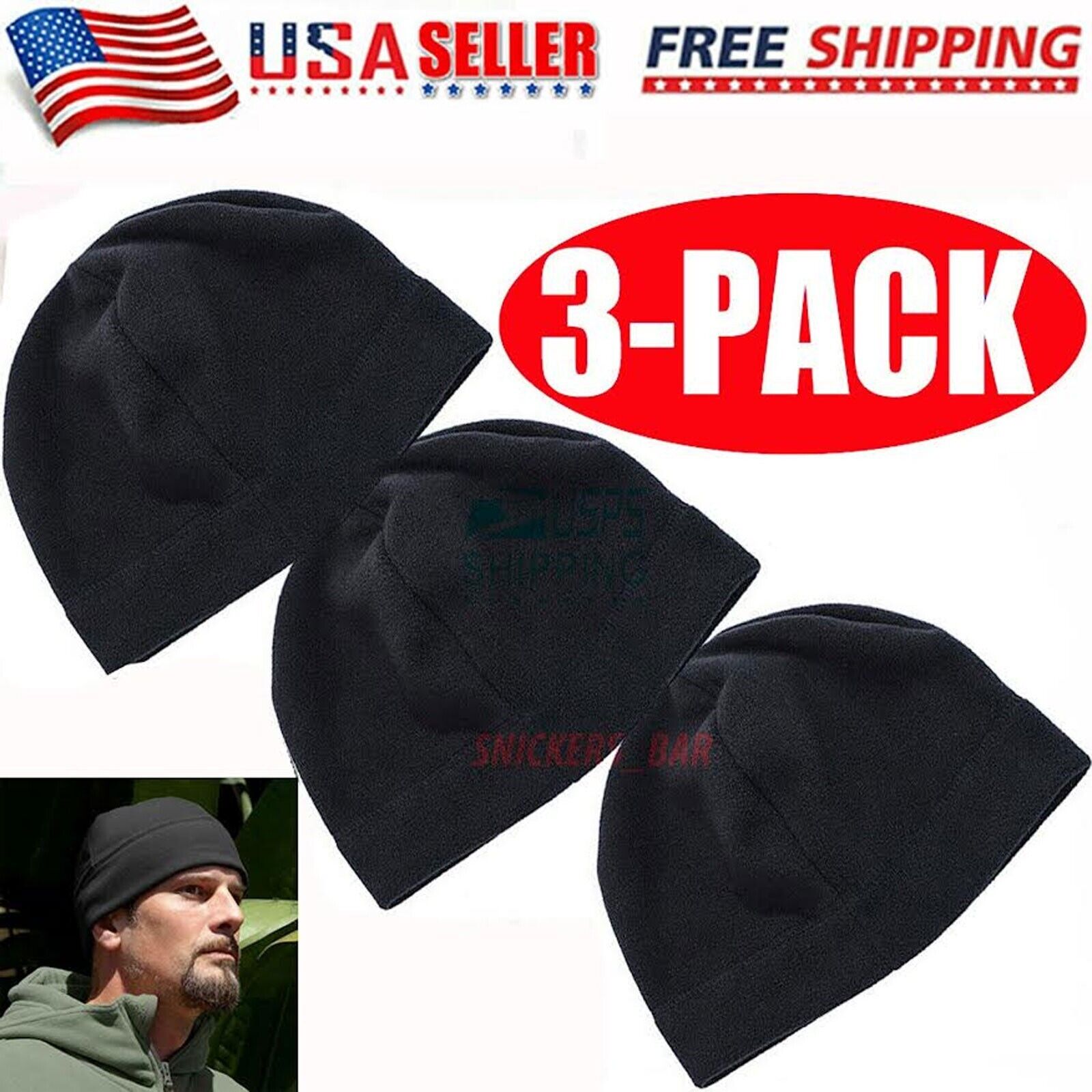 3-PACK Military Tactical Skull Cap Winter Warm Fleece Windproof Ski Beanie Hats