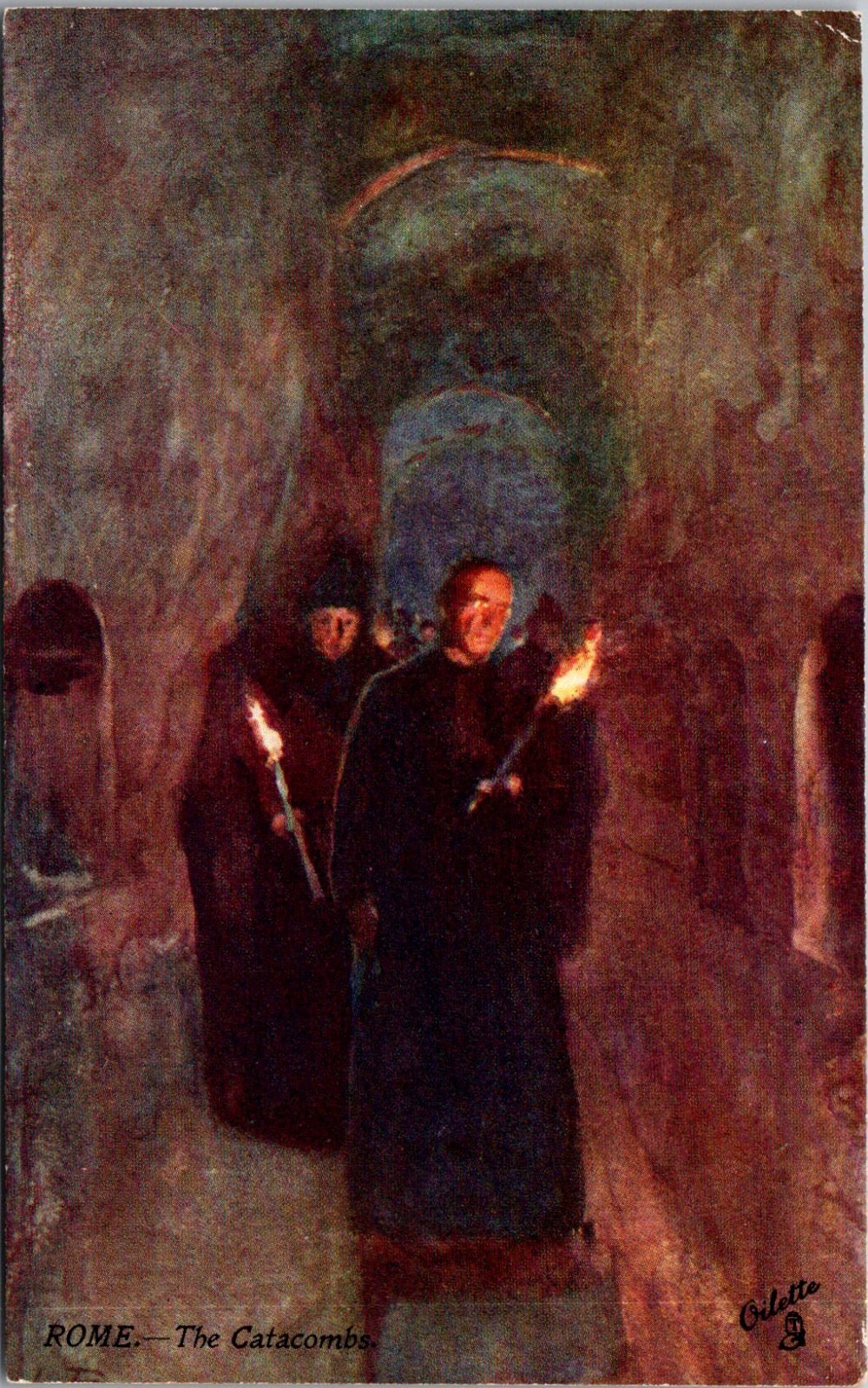 The Catacombs, Rome Tuck 7554 Vintage Postcard H07