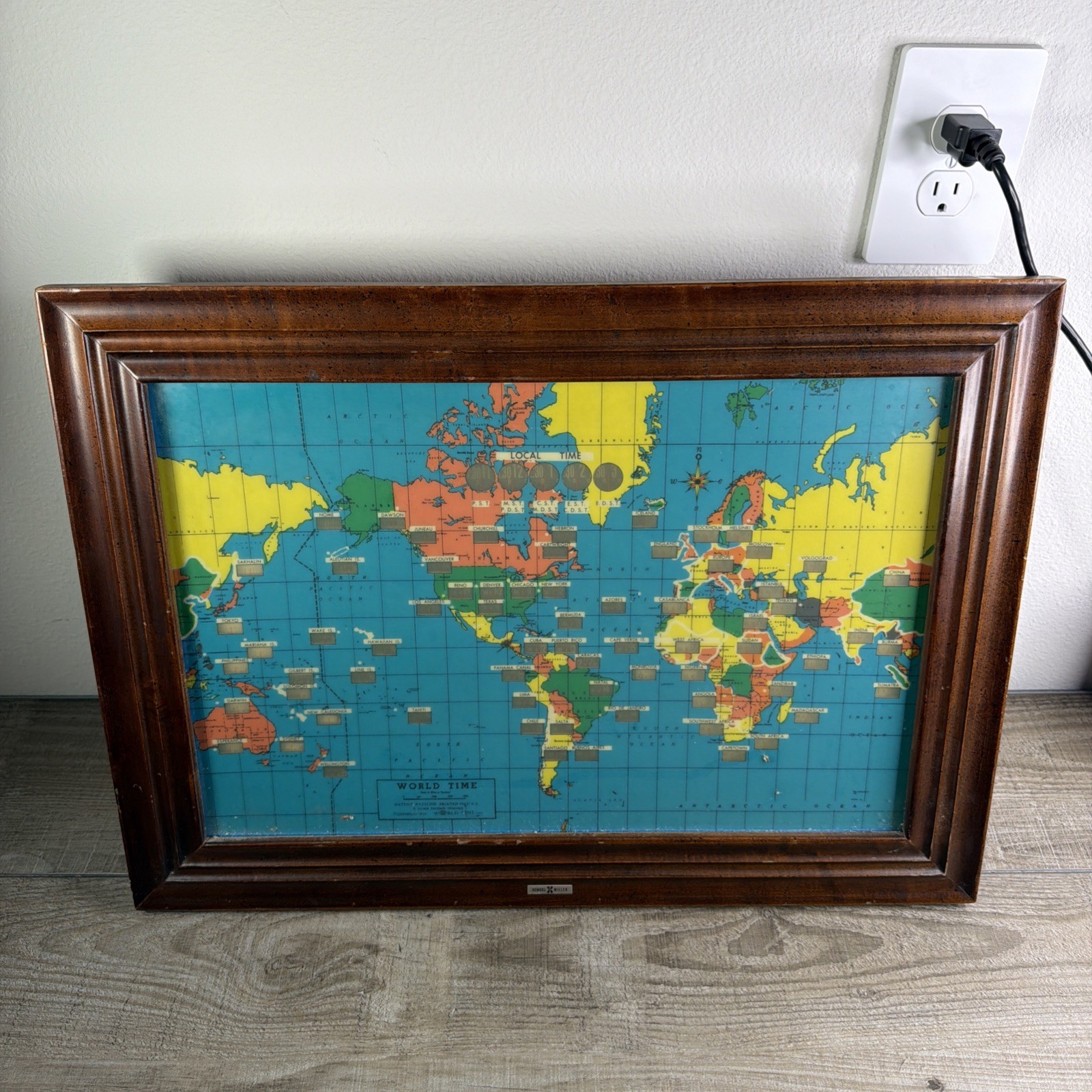Rare Vintage 1959 Howard Miller WORLD TIME Zone Lighted Clock 612408 622339 PART
