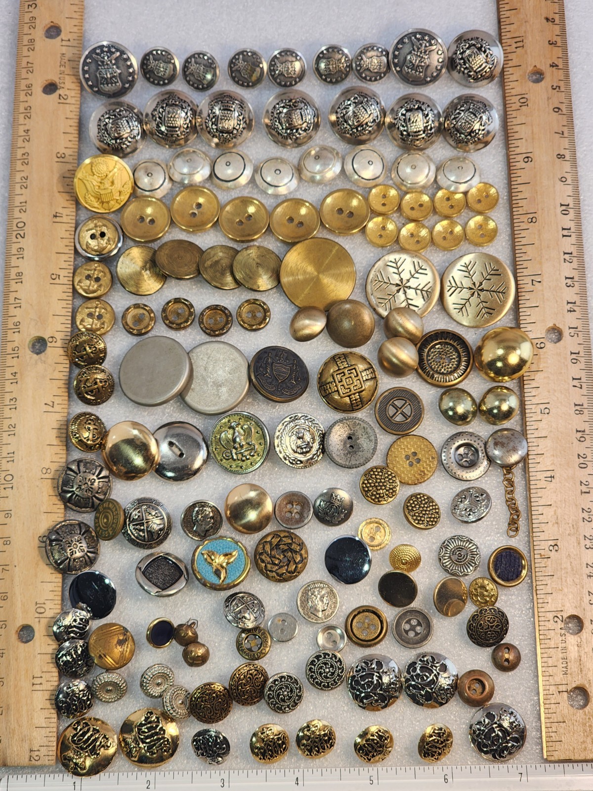 130 Metal Buttons - Mostly Vintage from Estate Collection -