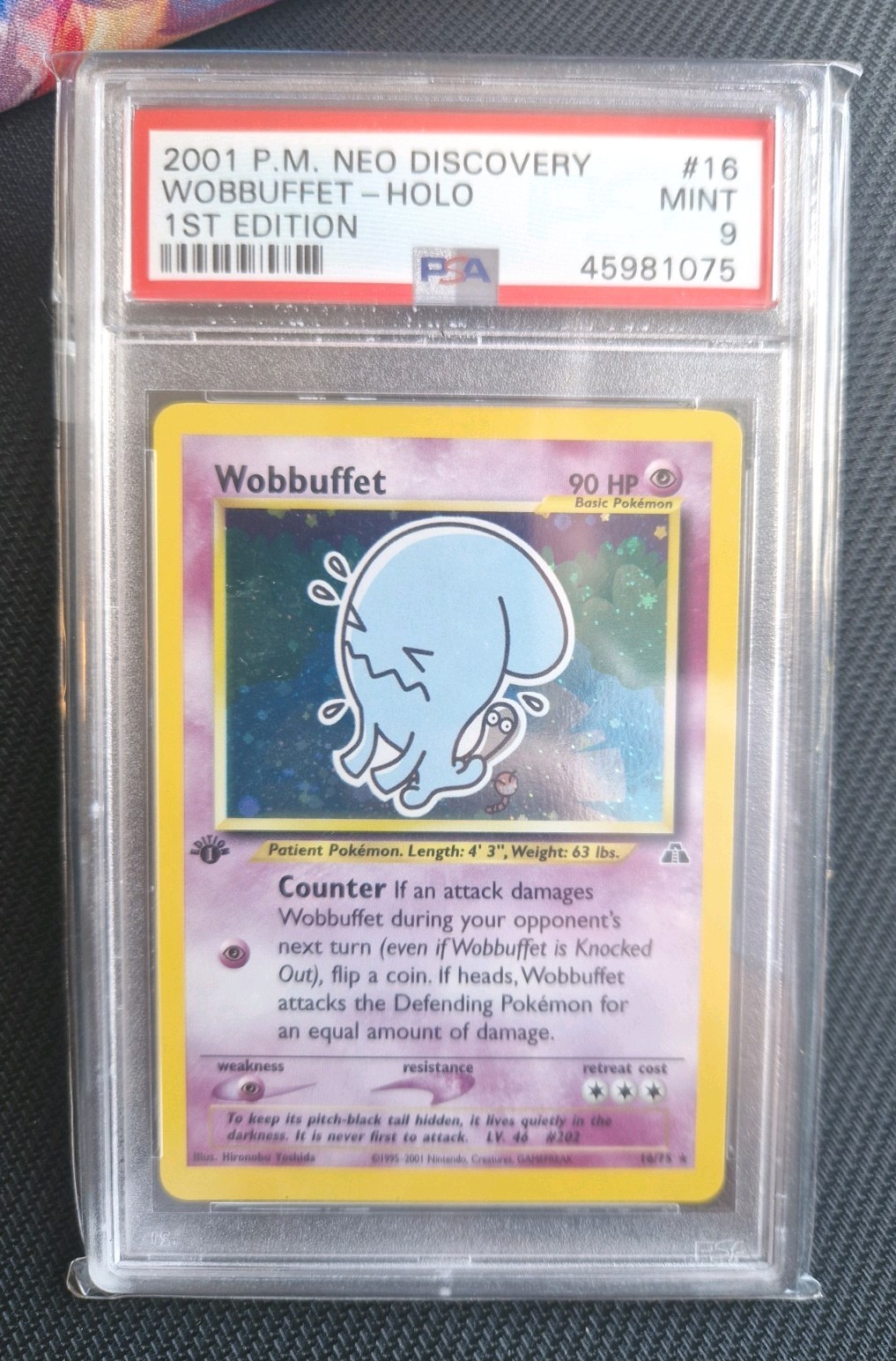 Wobbuffet 16/75 Pokemon Neo Discovery Holo 1st Edition WOTC PSA 9