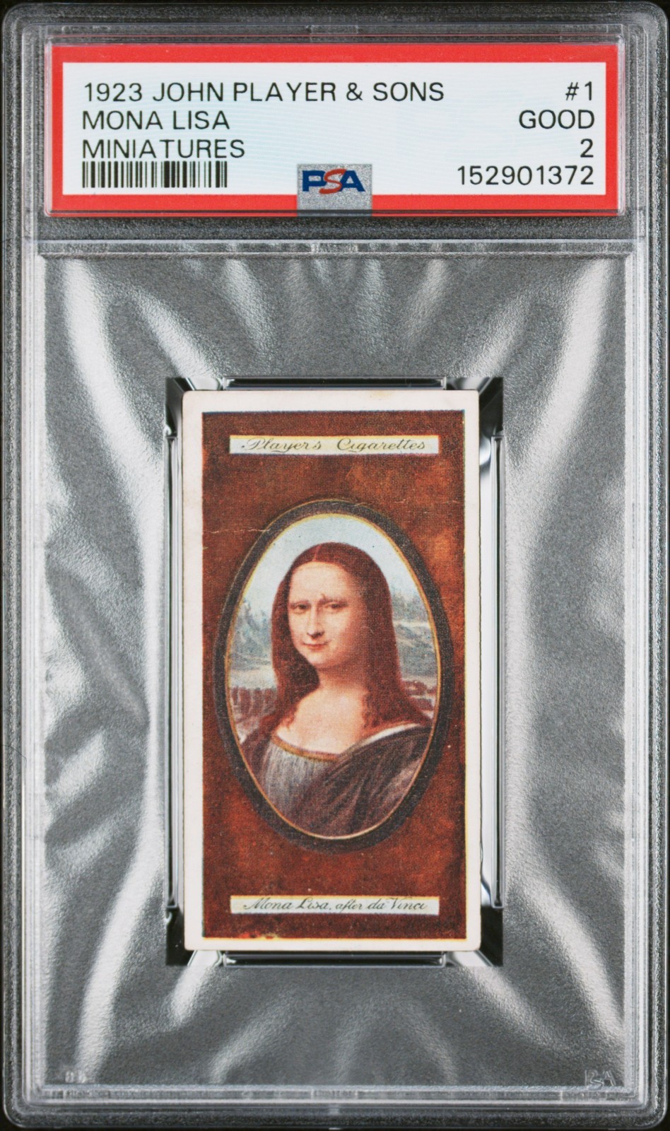 1923 John Player & Sons #1 MONA LISA Miniatures Tobacco Card PSA 2 Good