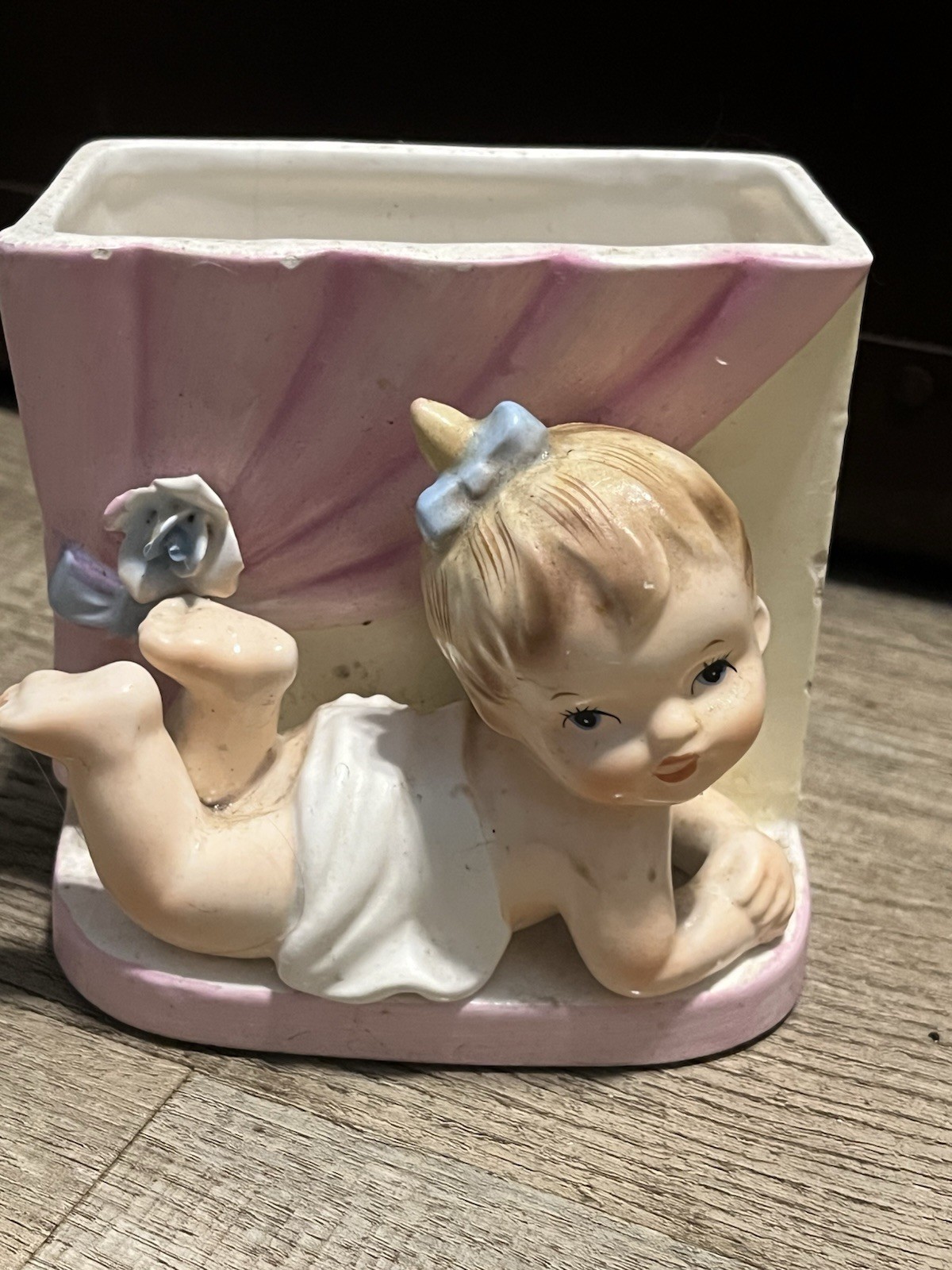 Vintage Napco 1961 Baby Girl Ceramic  Planter