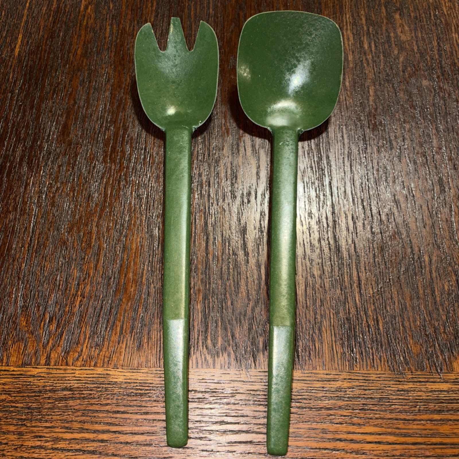 Vintage Flintwood Melamine Green Salad Serving Fork And Spoon MCM 