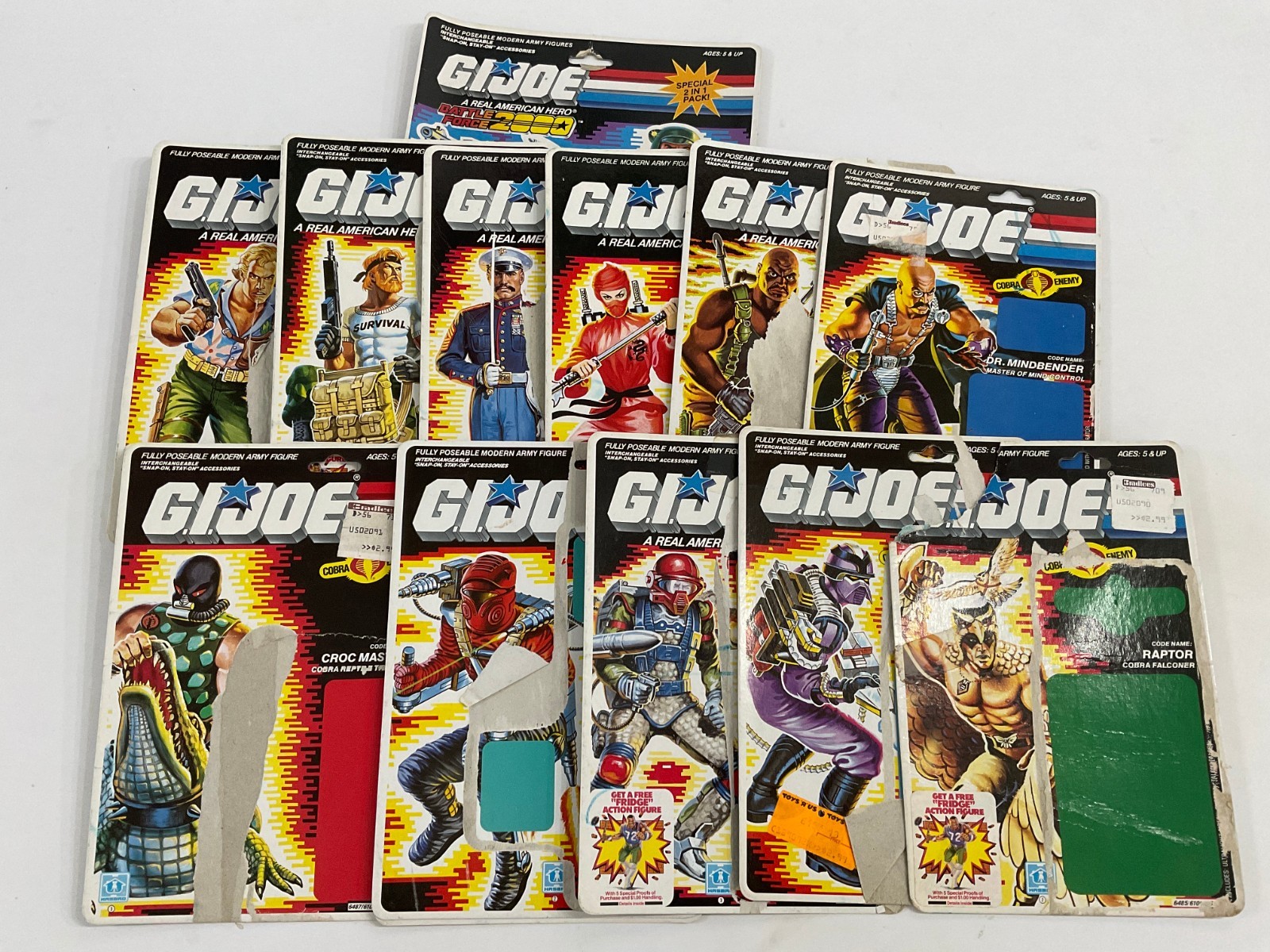 VINTAGE GI JOE ARAH 1983-1988 ACTION FIGURE UNCUT FILE CARD BACKS LOT OF 12 HTF