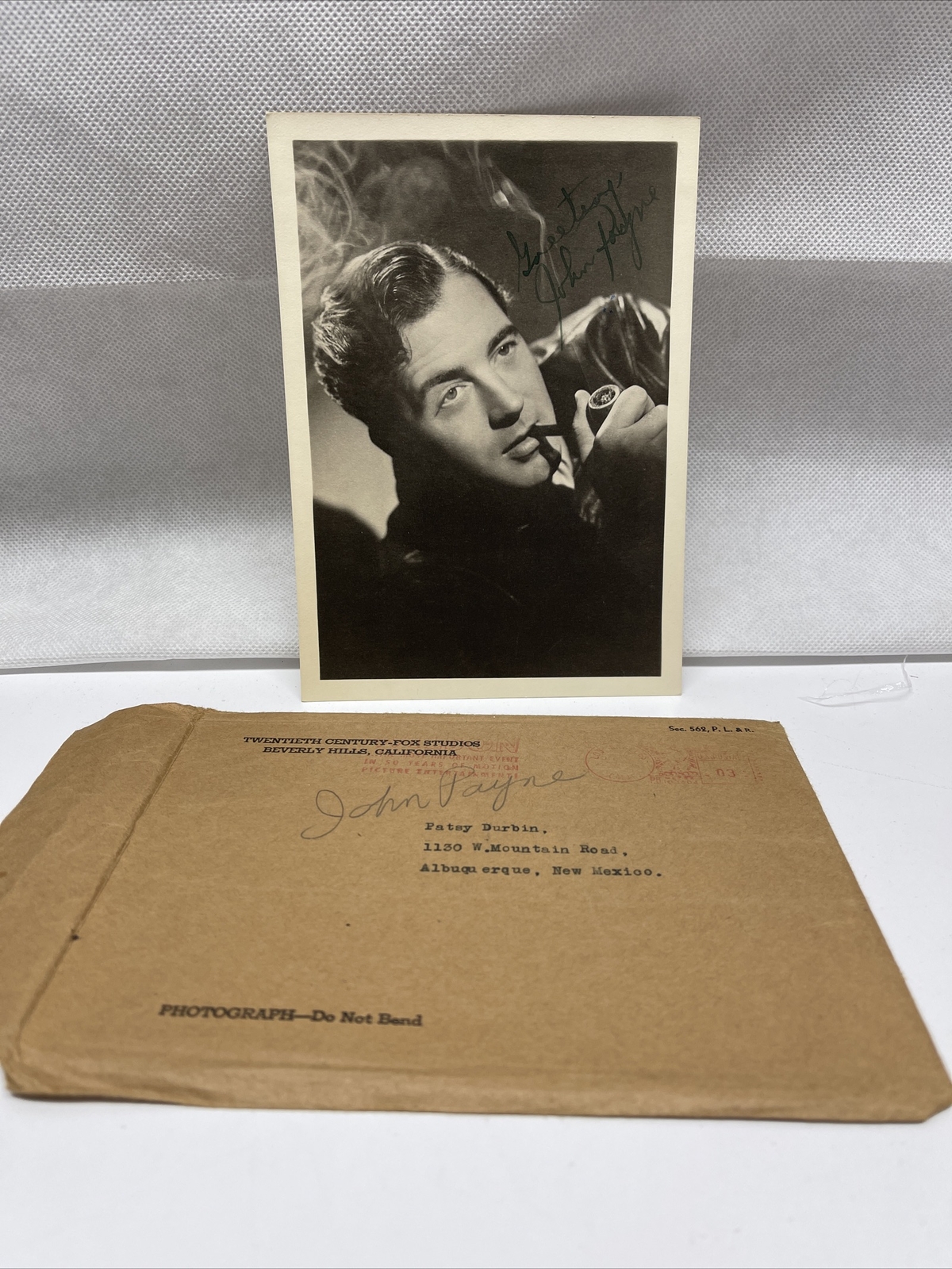JOHN PAYNE Autographed Photo Original .03 Twentieth Century Fox 1930’s 1940’s
