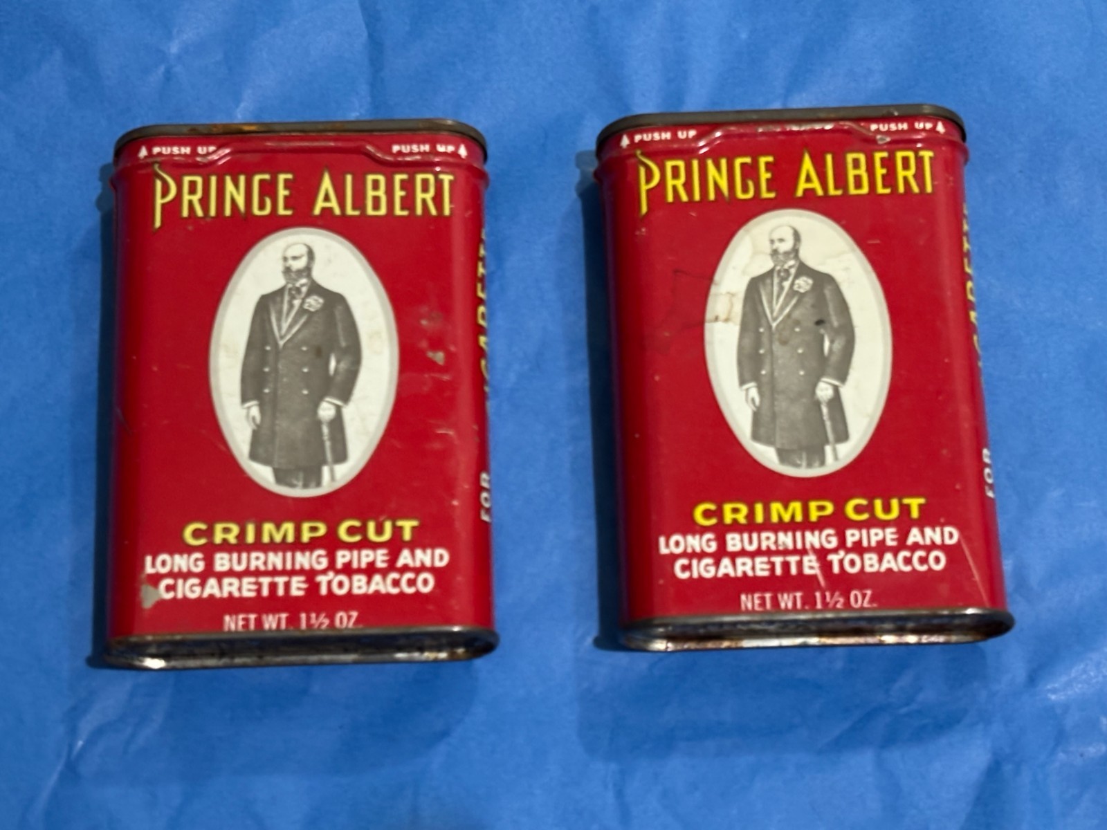 Vintage Prince Albert Old Timer Knives Promo Tins – Lot of 2 – 1960s–70s