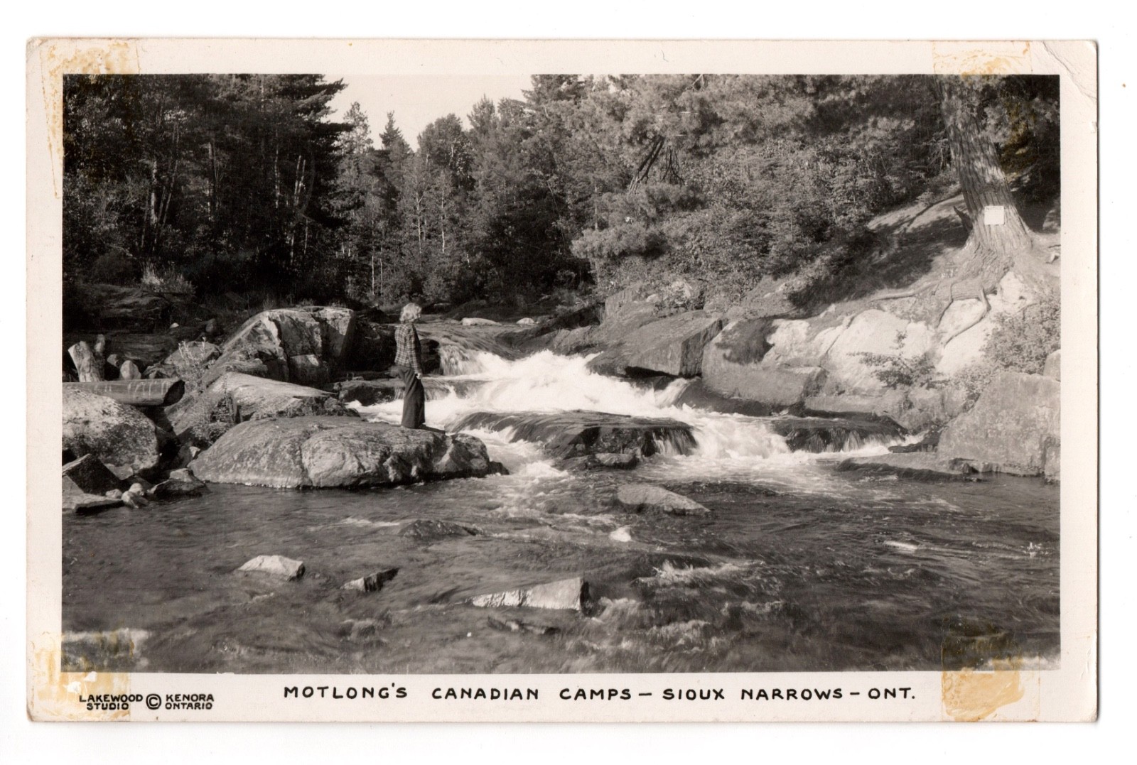 Motlongs Canadian Camps Sioux Narrows Ont CA Real Photo Postcard RPPC Posted