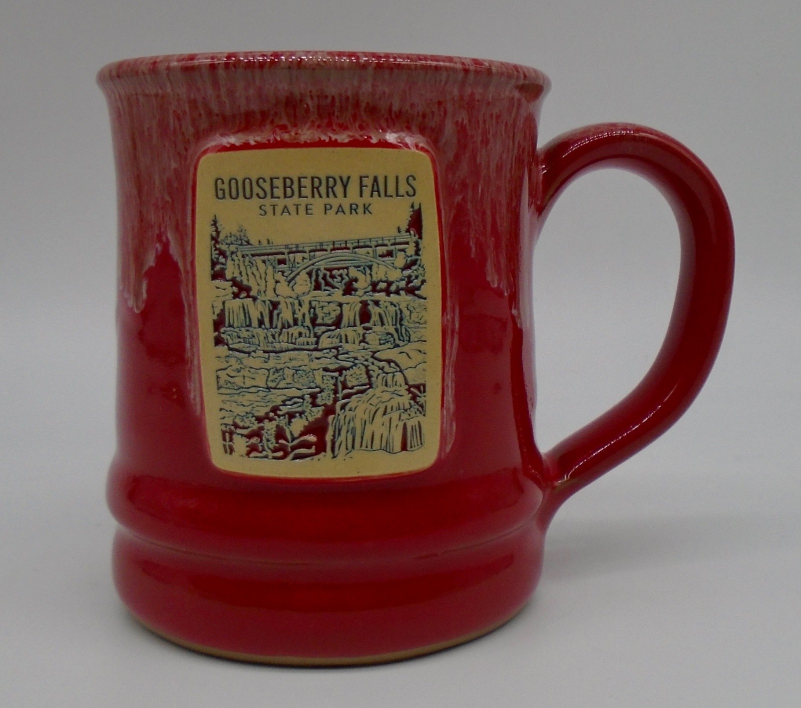 NEW DENEEN POTTERY GOOSEBERRY FALLS STATE PARK, MN RED COFFEE CUP MUG 2025