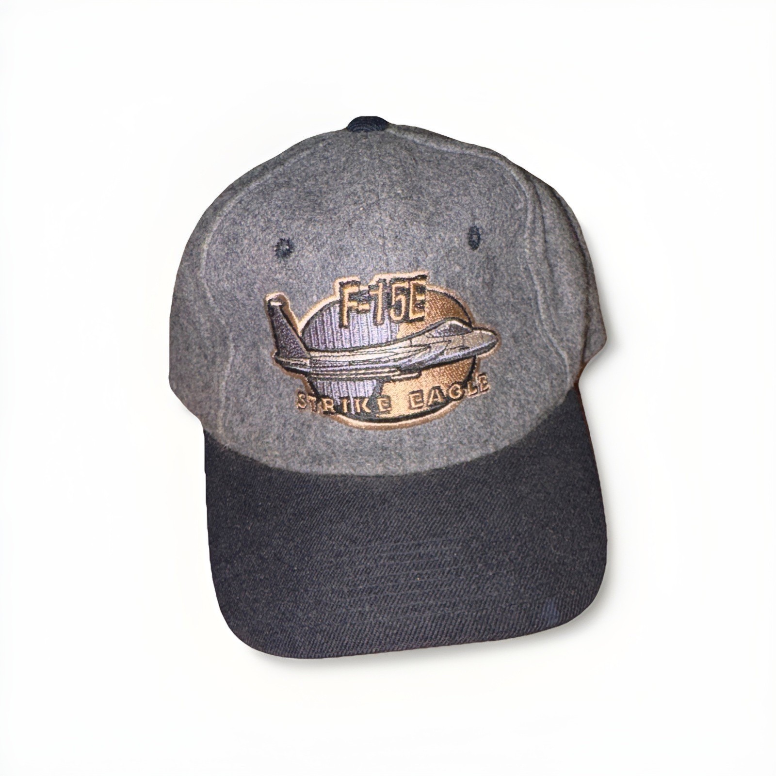 Vintage Boeing F-15E Strike Eagle Adjustable Baseball Cap Hat Gray/Black