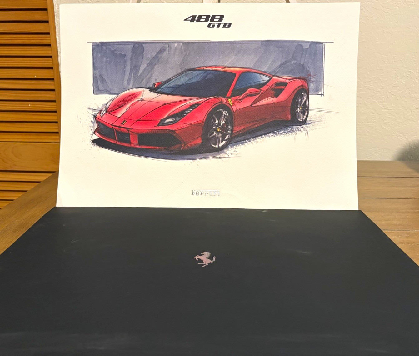 Official Ferrari 488 GTB Lithograph Print Large 19x13 VIP Presentation Art OEM