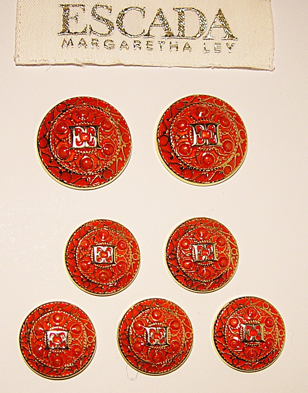 ESCADA Replacement Buttons 7 solid metal Cloisonne Effect EE buttons Good Cond