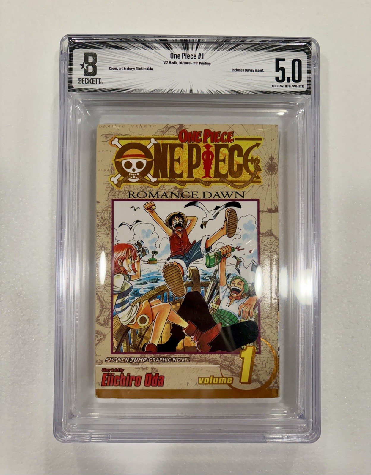 BGS 5.0 One Piece Vol 1 Gold Foil English 11th Edition 2008 Graded Manga VIZ BGS 5.0 One Piece Vol 1 Gold Foil English 11th Edition 2008 Graded Manga VIZ