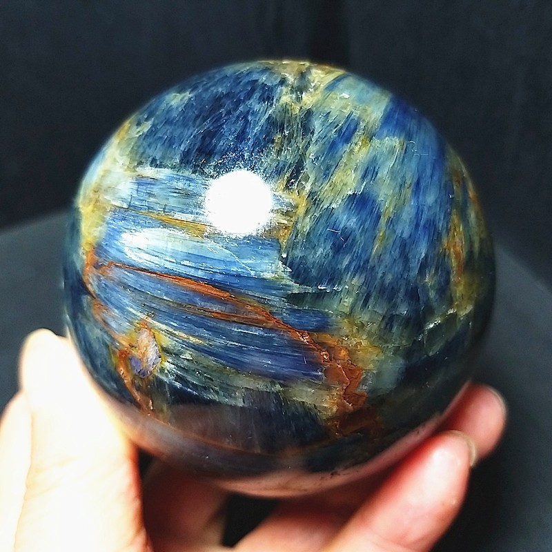 700G Natural Polishing Blue Kyanite Sphere Ball Agate Stone Healing Ba1361