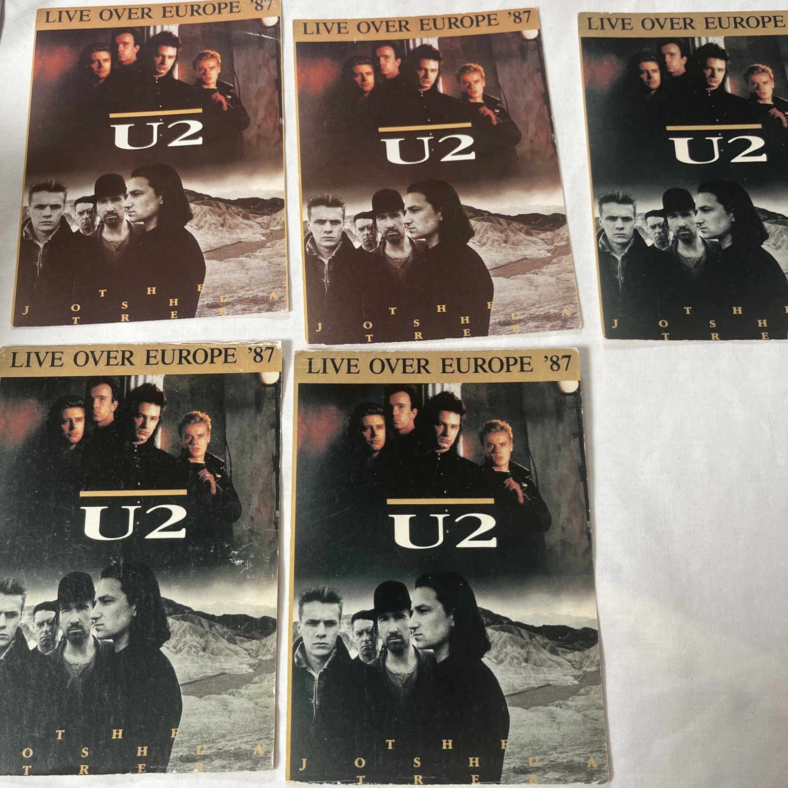 Lot of 5 Vintage U2 Postcards Joshua Tree Era Live Over Europe