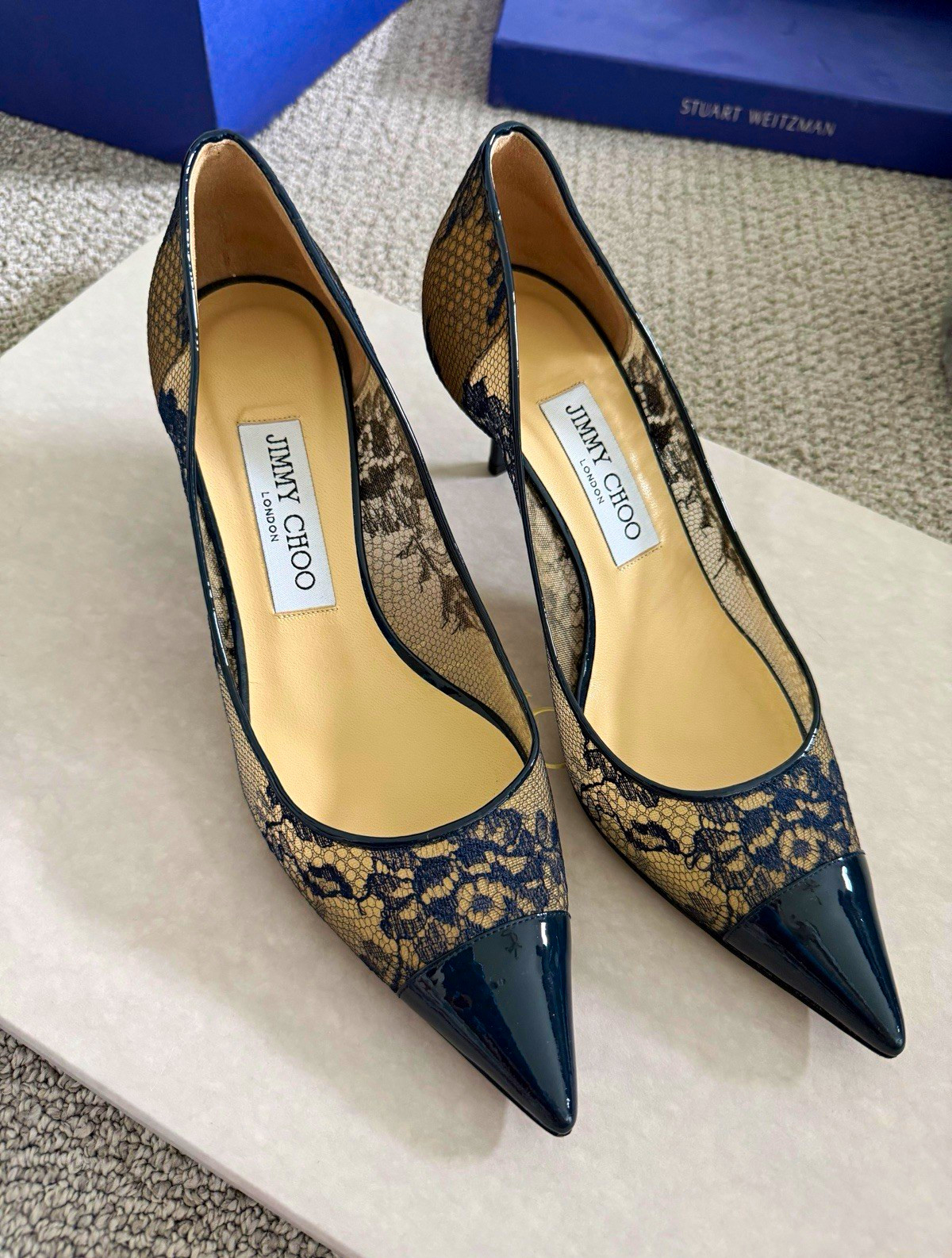 Jimmy Choo Women’s Lace Floral Pointed Toe Stiletto Pumps Slip-On EU 37