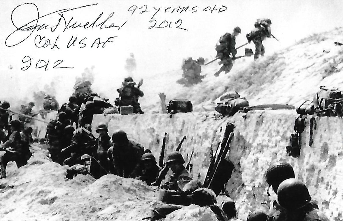 Jack Tueller signed 4x6 photo D-Day Fighter Pilot WW II Korea RARE COA LOOK
