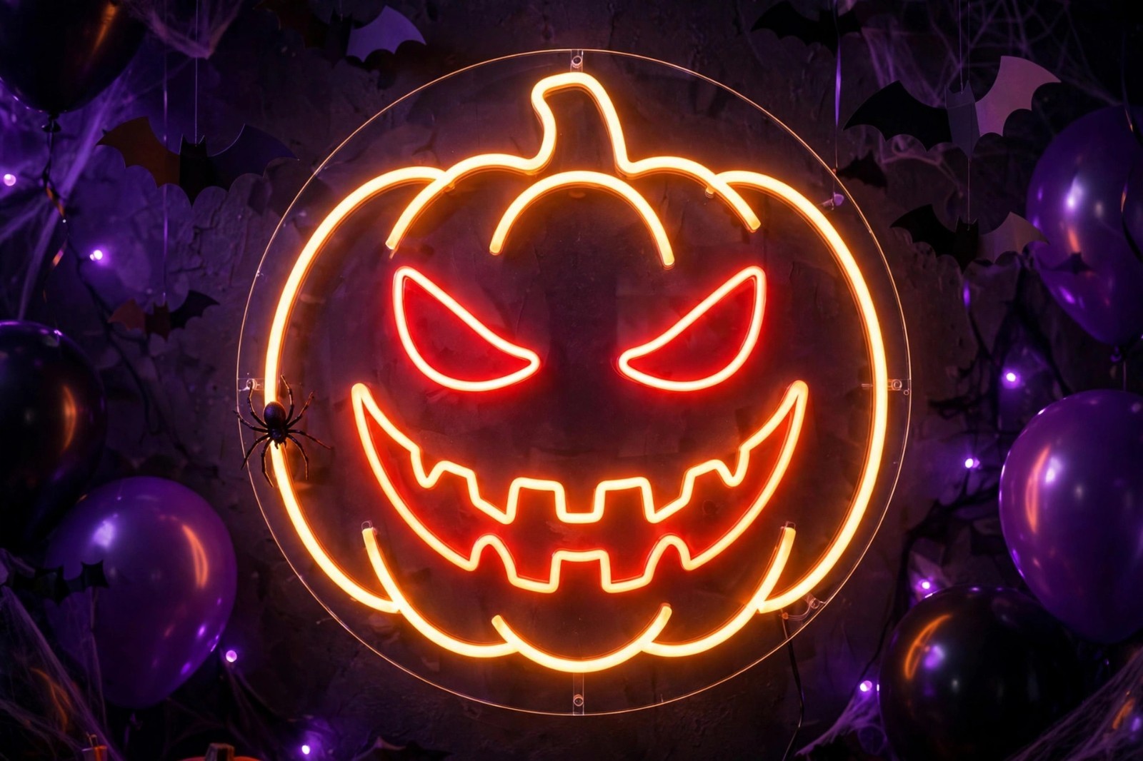 Halloween Evil Pumpkin Neon Sign USB LED Neon Light for Party Wall Decor
