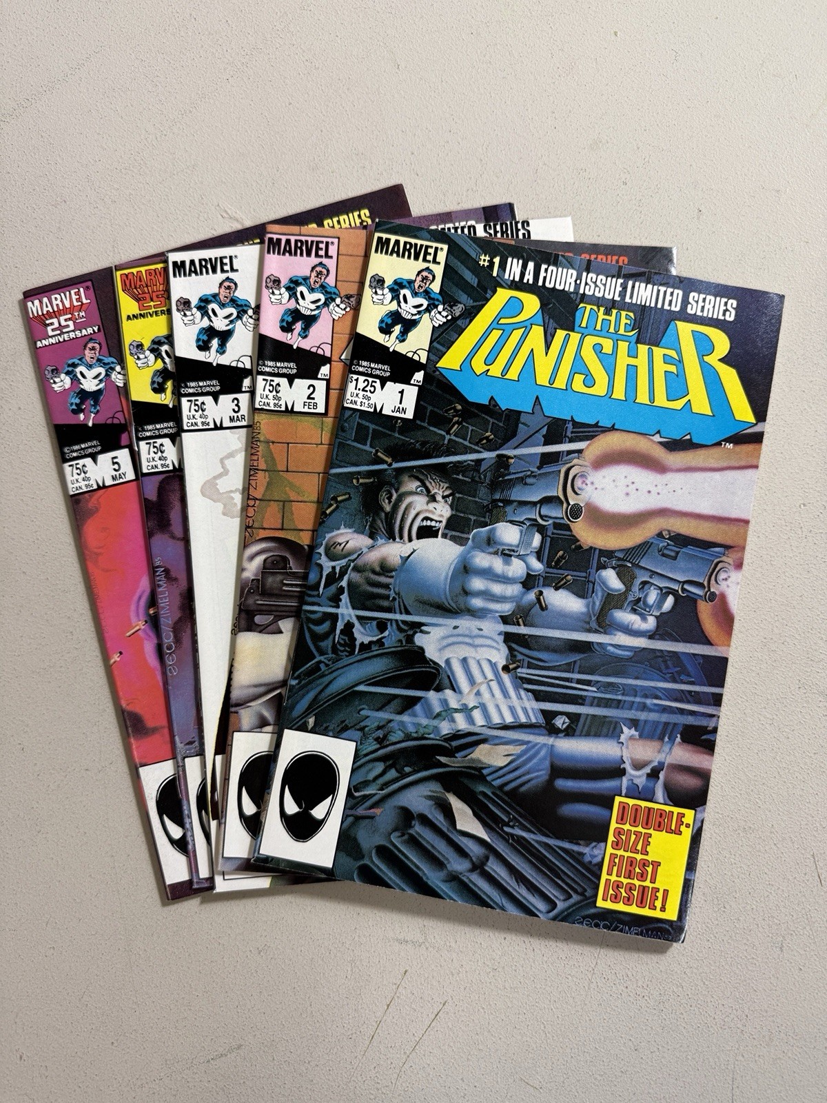 Punisher Limited Series #1-5 Complete Set (1986 Marvel) Mike Zeck 1st Solo