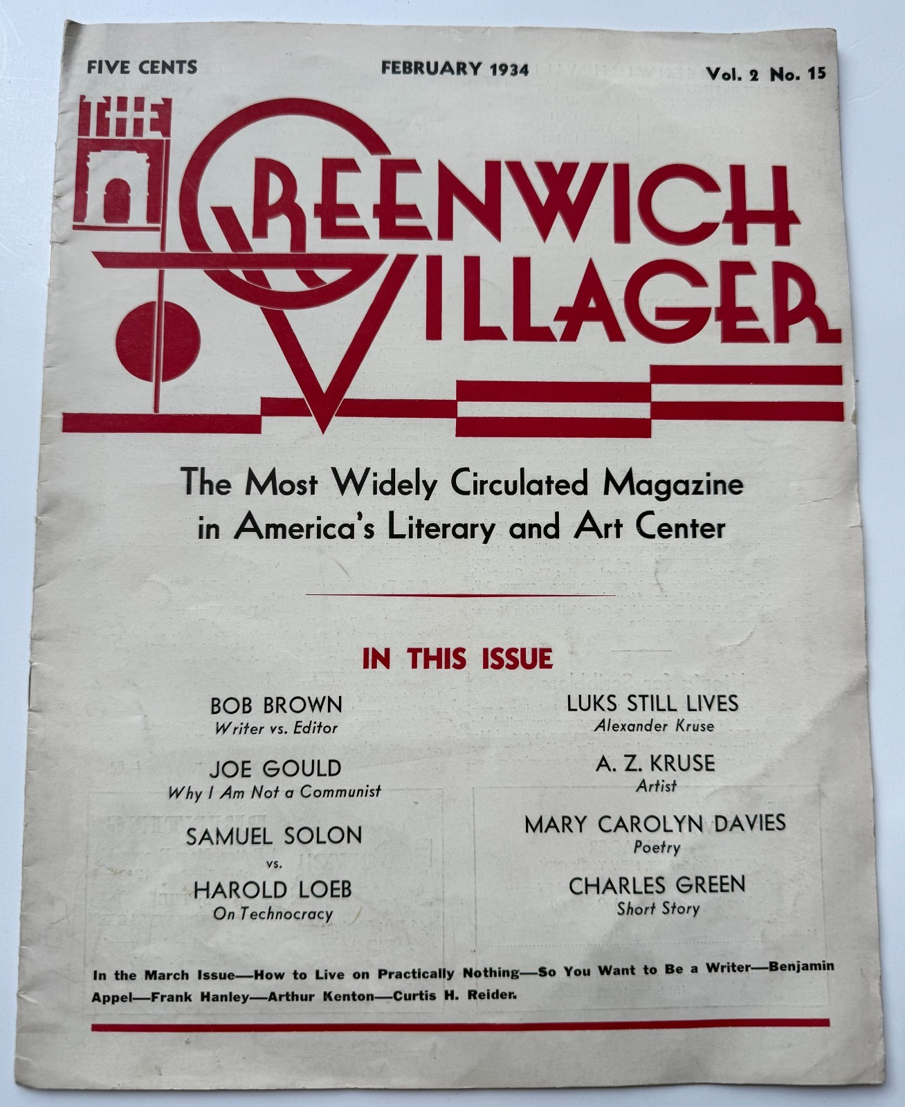 RARE 1934 Greenwich Villager MAGAZINE New Yorker Style Village ART ADS NEWS & 