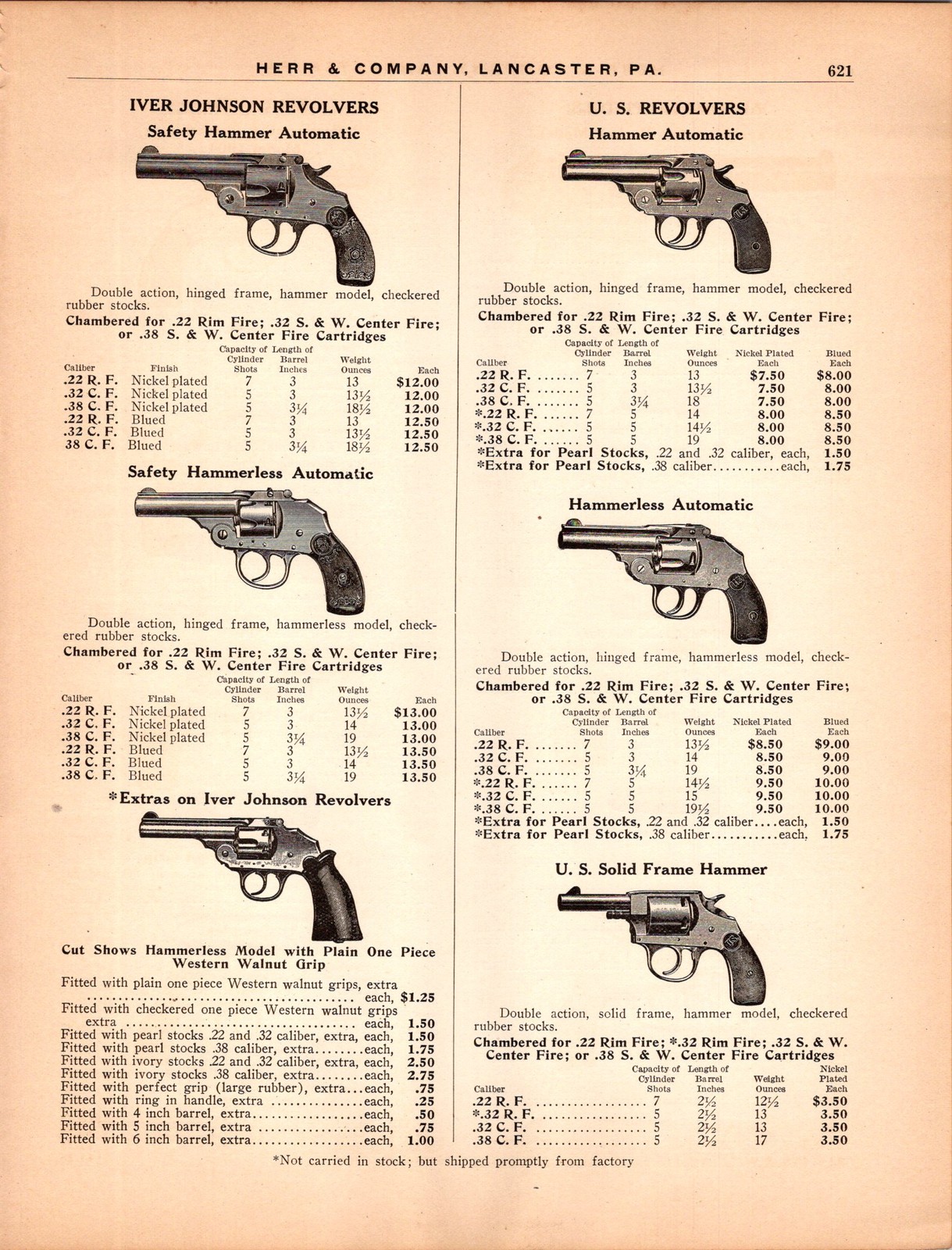 1910s Herr & Co. Lancaster PA Iver Johnson Peters Ammunition Revolver Print Ad