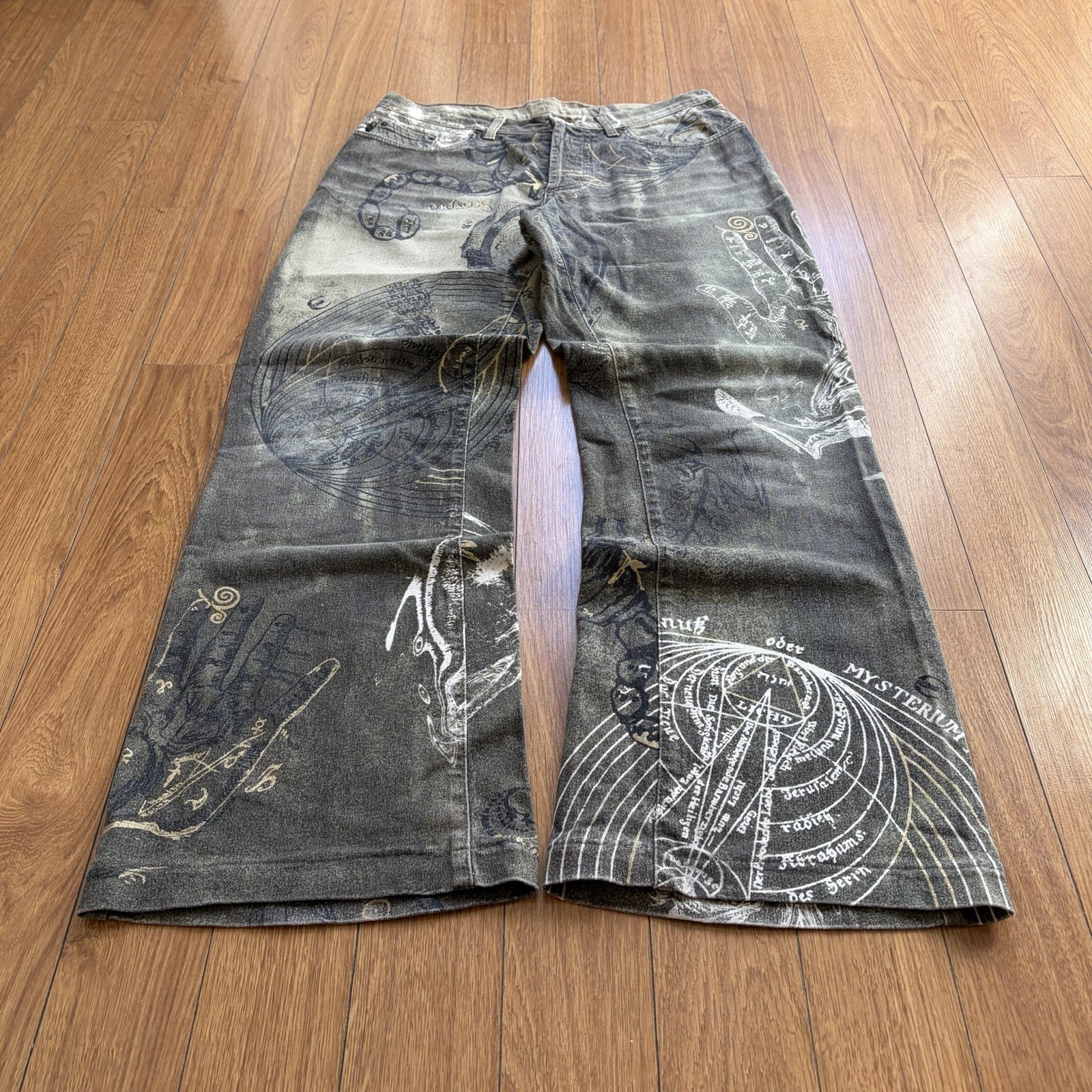 Roberto Cavalli AW2003 Zodiac Astrology Imperial Olive Pants (M-L) Roberto Cavalli AW2003 Zodiac Astrology Imperial Olive Pants (M-L)