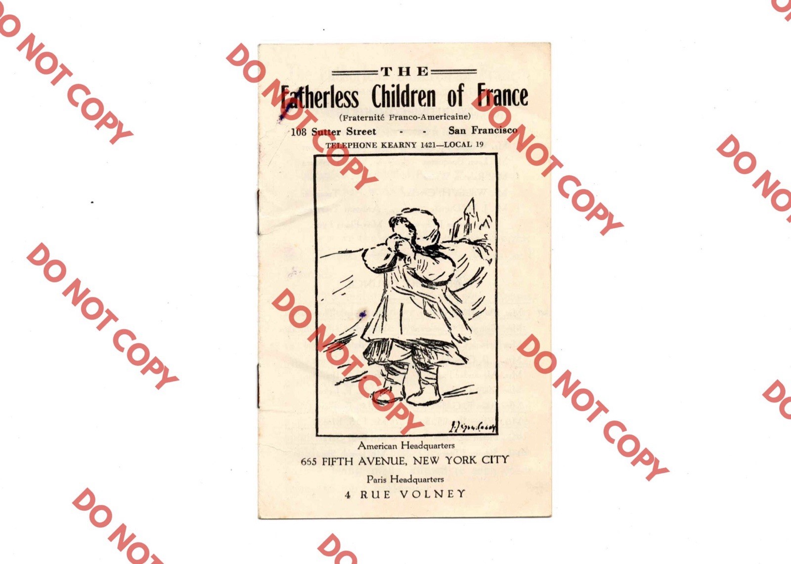 Antique 1915 Fatherless Children Of France SAN FRANCISCO California CA Booklet