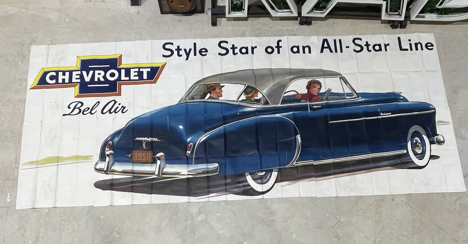 Original 1950 Chevrolet Belair Billboard 9’ X 18’