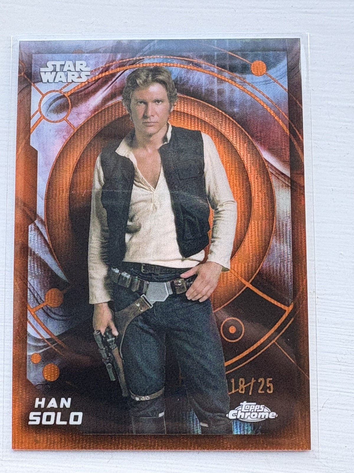 ⭐️ 2026 Topps Chrome Star Wars #83 Han Solo Orange Refractor 18/25 RARE