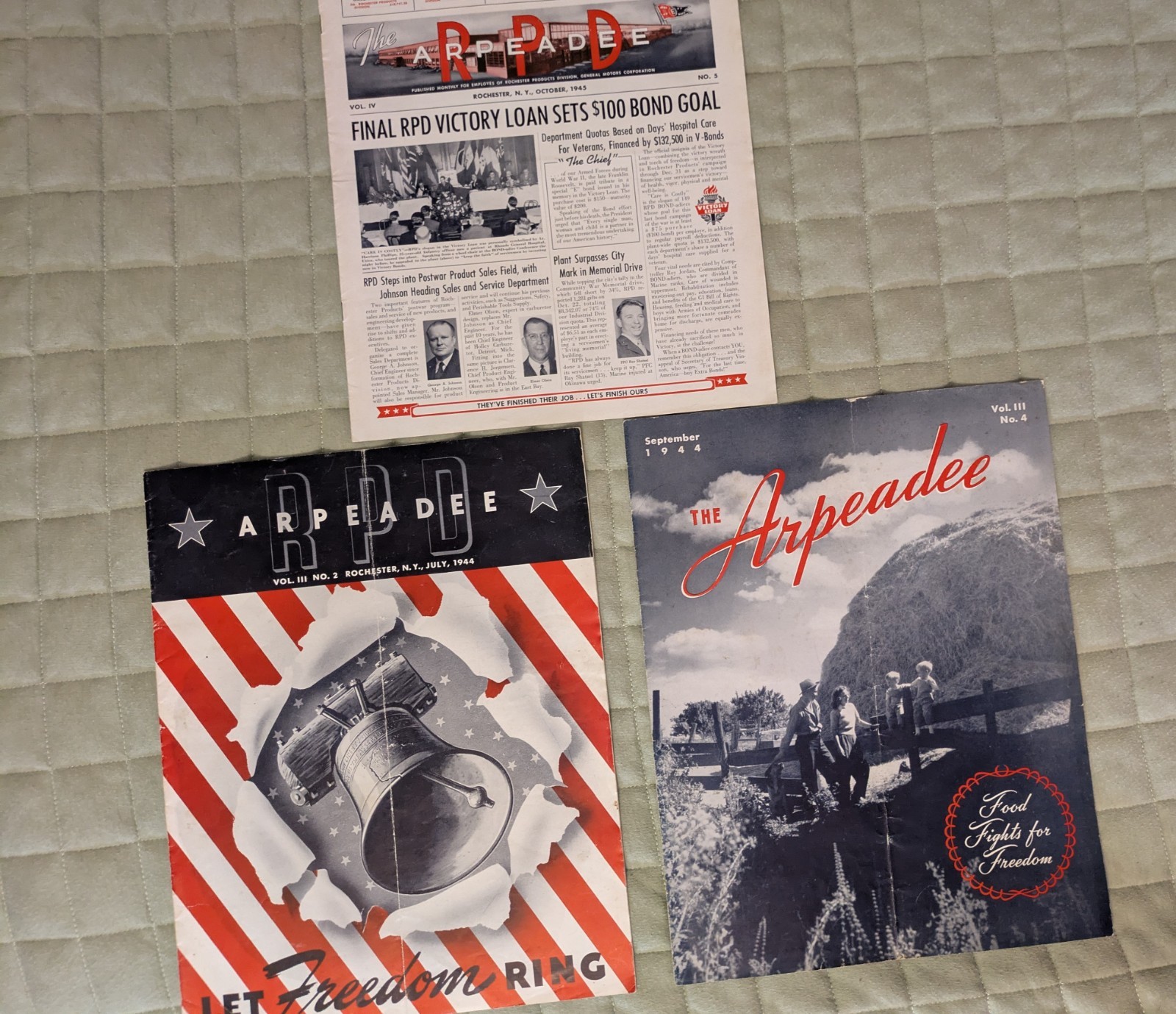 Vintage 1944/45 GM Rochester Products Newsletters Lot 3 Arpeadee WWII Home Front
