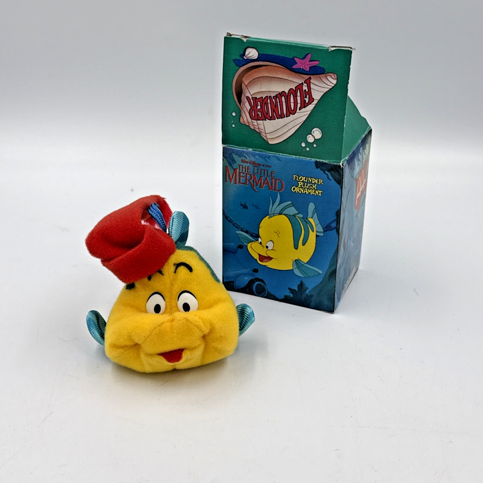 1989 Disney McDonald’s THE LITTLE MERMAID Flounder Plush Christmas Ornament Toy