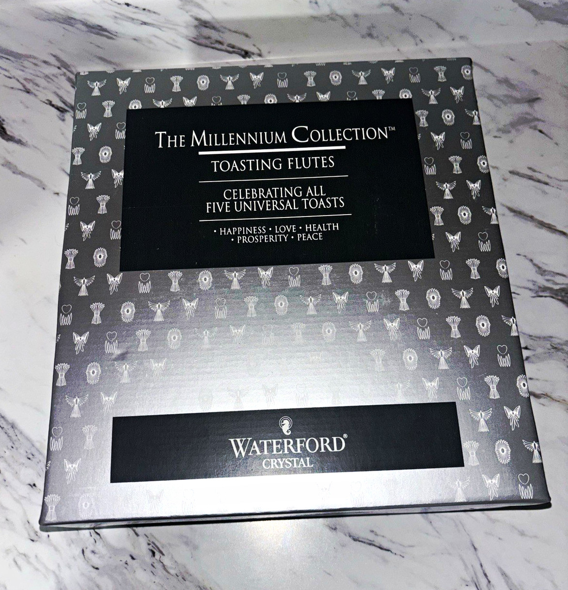 Waterford Crystal Millennium Universal 5 Toasts Champagne Flutes Set of 2 NIB