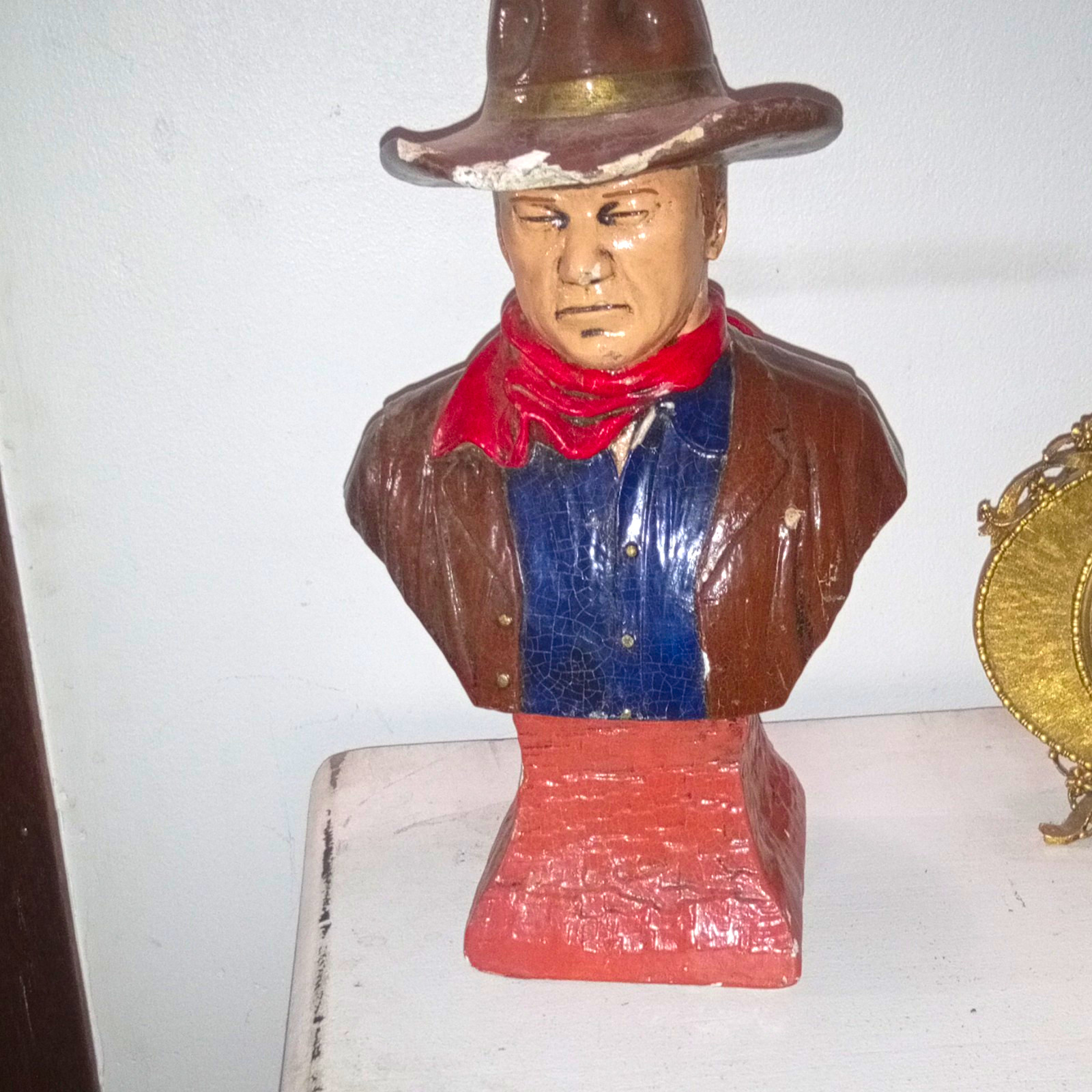 Vintage Hand Painted Ceramic Cowboy Bust Figurine Franklin Industries 1956