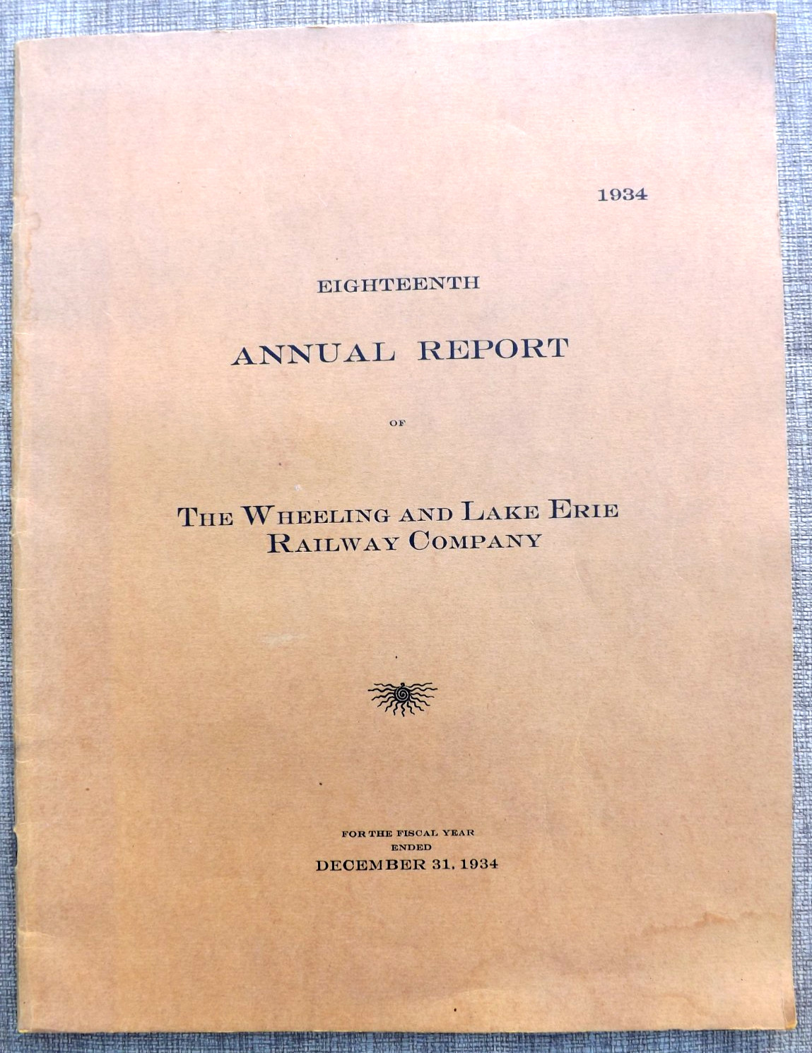 VINTAGE 1934 WHEELING & LAKE ERIE RAILWAY ANNUAL REPORT MAP RR Railroad Ernst &