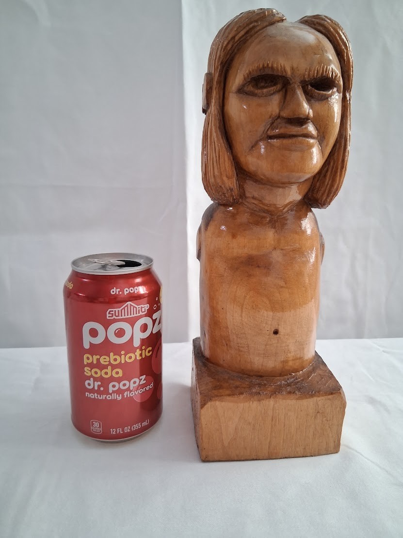 Vintage Creepy Girl Folk Art Goth Oddity Hand Carved Wooden handmade 93 OOAK