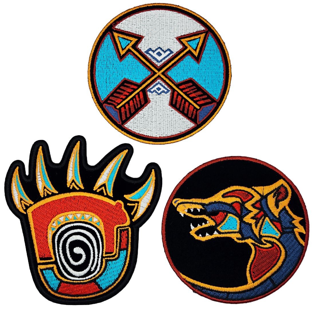 NATIVE AMERICAN WOLF BEAR PAW INDIAN TRIBAL ARROW PATCH | 3PC  iron on or sew on