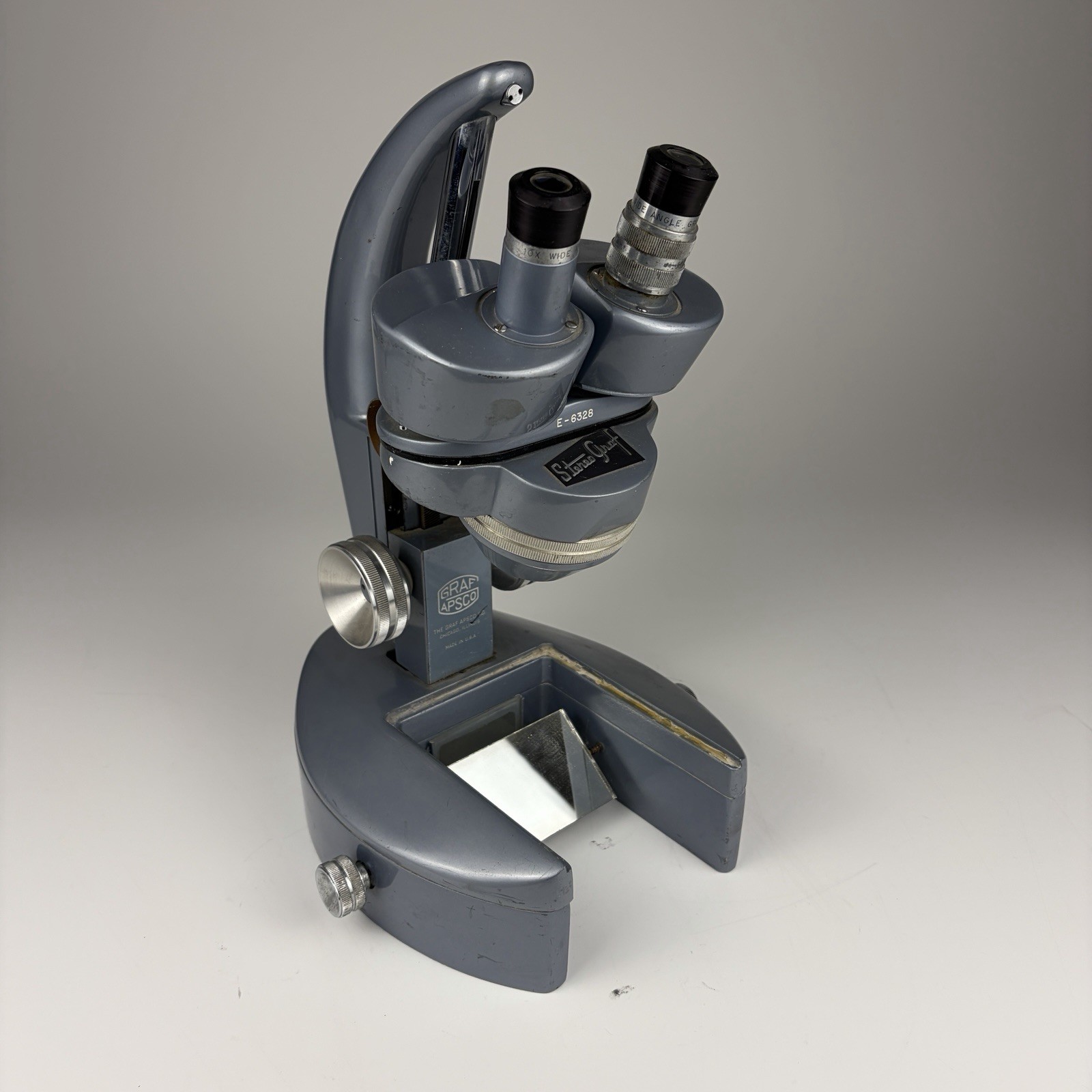 Vintage Graf-Apsco Stereo Graf Microscope Model E-6328 USA Scope (untested)