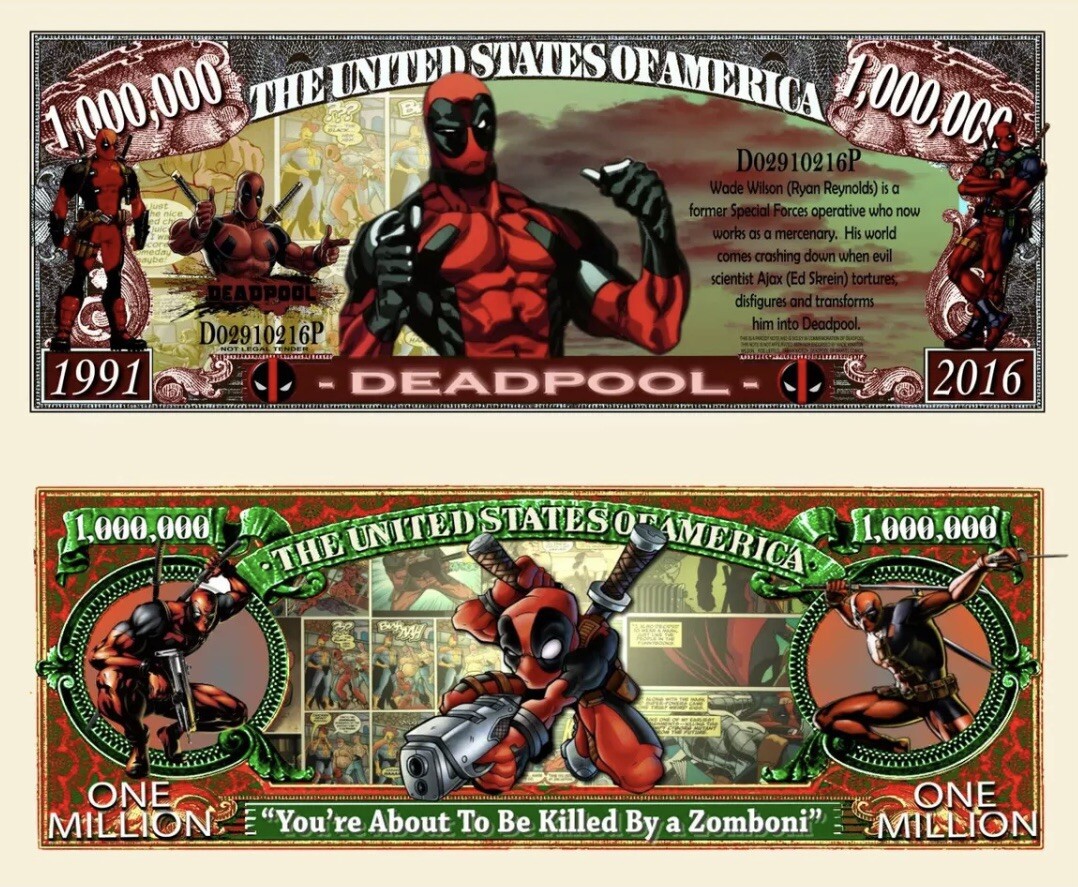 40 Pack Deadpool Comic Money Marvel Collectible Novelty 1 Million Dollar Bills