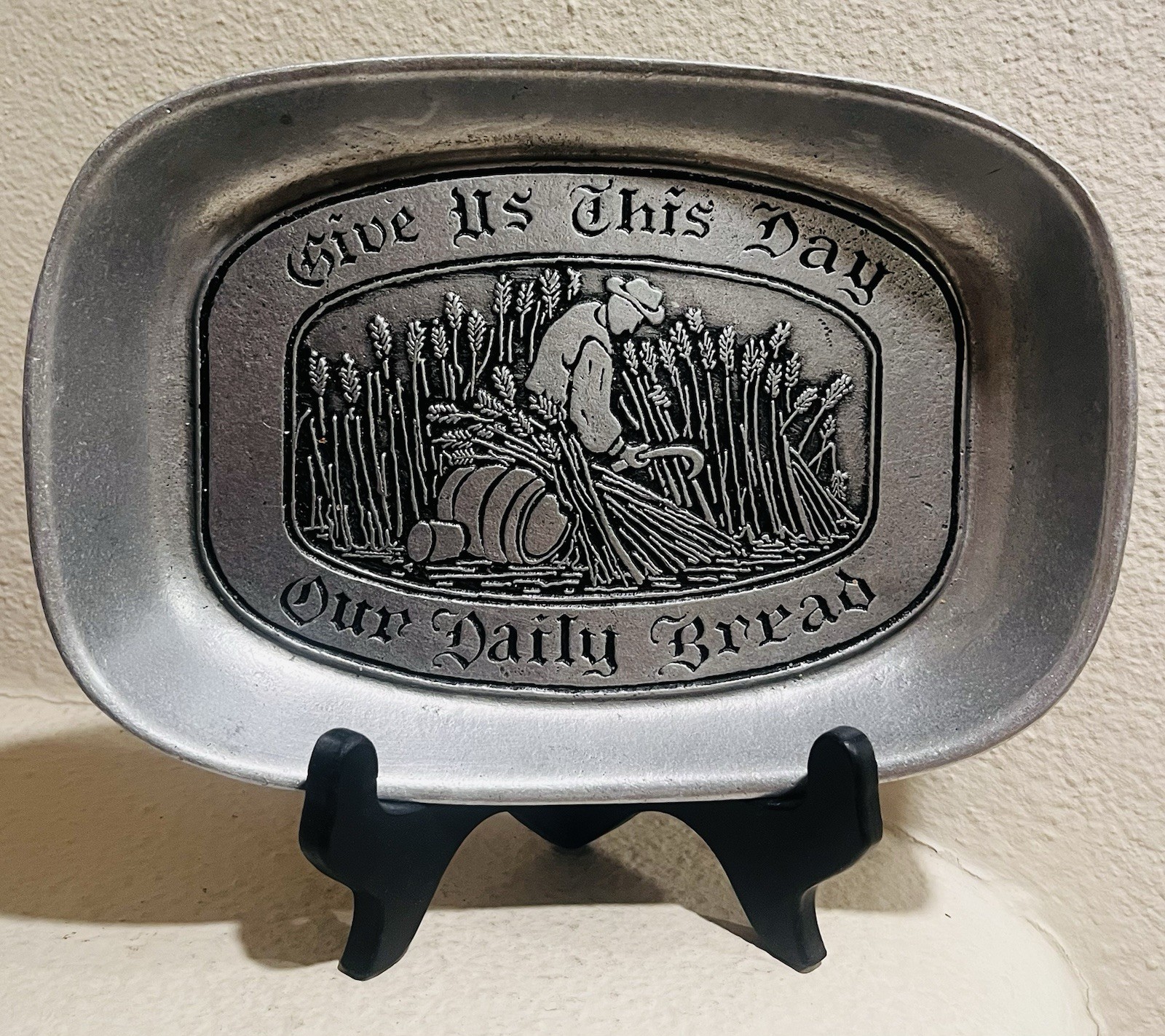 Vintage “Give Us This Day Our Daily Bread” Plate Wilton RWP Pewter Platter