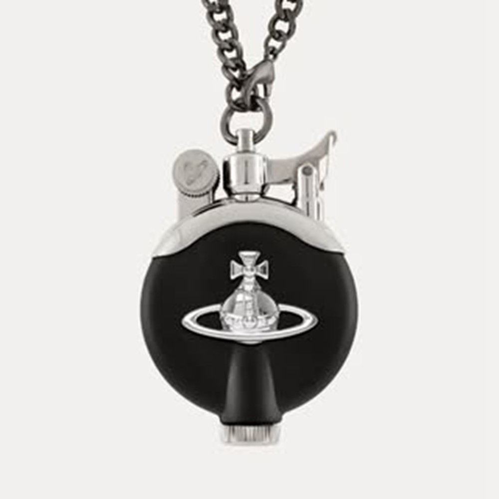 Vivienne Westwood Oil Lighter Matte Black With ORB Chain & Case