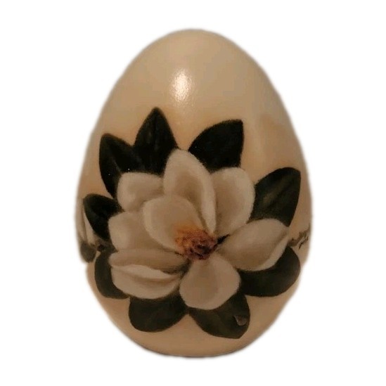 Vtg Hand Painted Egg Ceramic/Clay Decorative Signed 3” +- Tall Laverne 