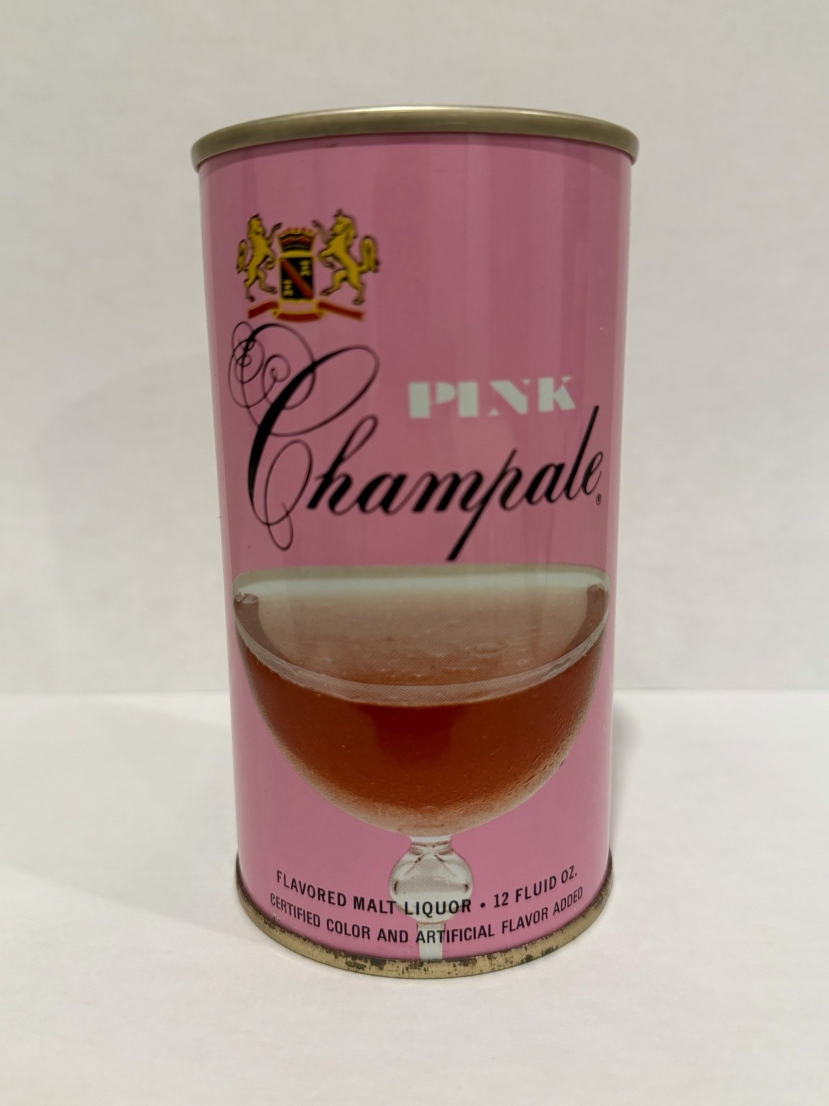 Vintage Pink Champale Malt Liquor Straight Steel Beer Can - Trenton, New Jersey