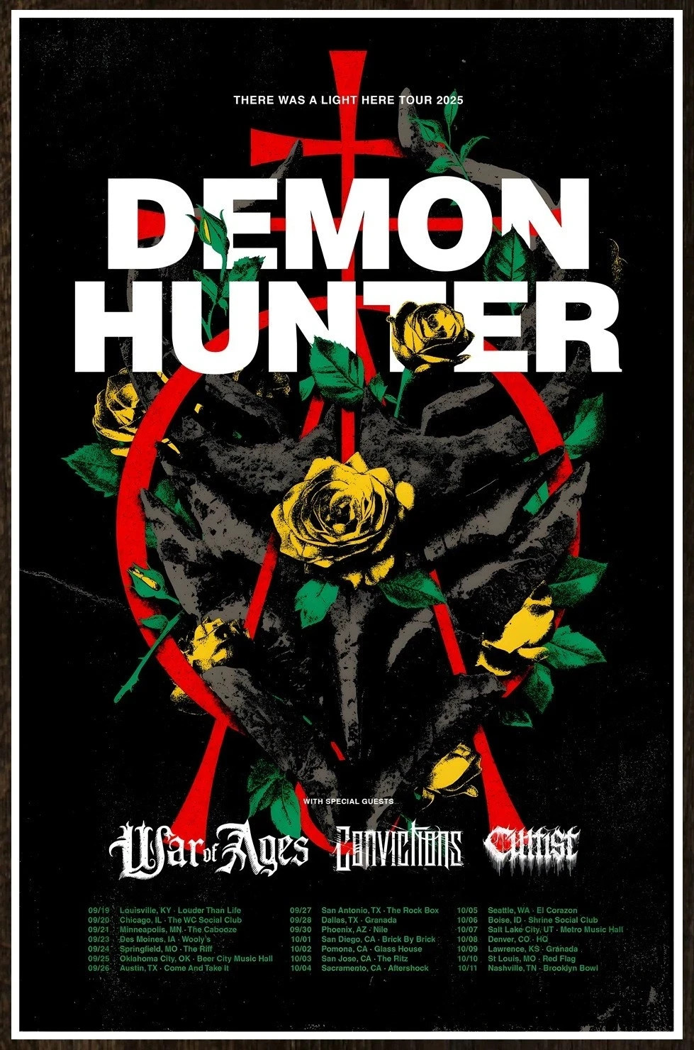 DEMON HUNTER There Was A Light Here Tour 2025 | POSTER | FRAME & SIZEOPTION