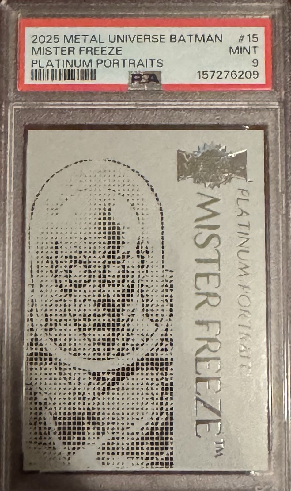 2025 Skybox Metal Universe Batman Platinum Portraits Mister Freeze PSA 9